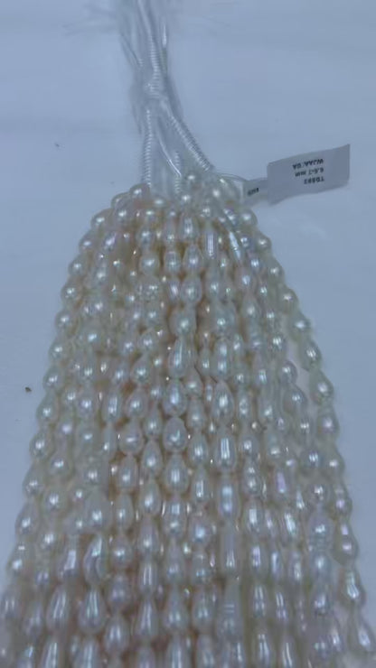 White Teardrop Baroque Freshwater Pearl Strand | 6.5–7mm AAA Grade