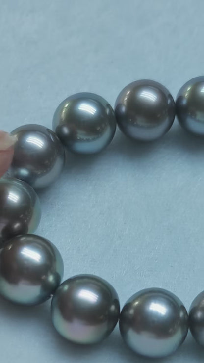 Platinum Grey Tahitian Pearl Strand | 11–14.3mm AAA–AAAA Grade | PSL Certified