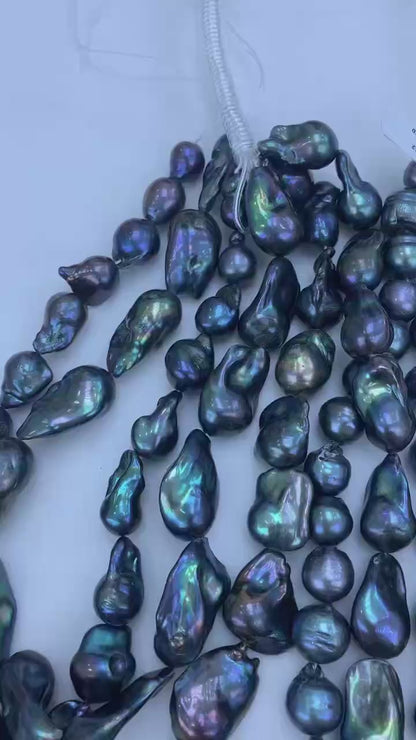 Black Dyed Freshwater Baroque Pearl Strand | 13–25mm AA Grade