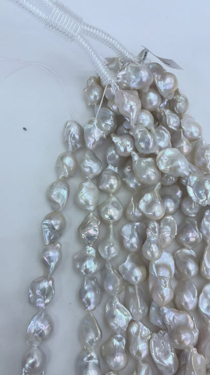 White Baroque Freshwater Pearl Strand | 14–16mm AAA Grade