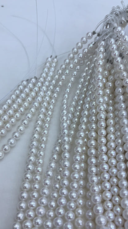 White Freshwater Near Round Pearl Strand | 5–5.5mm AAA Grade