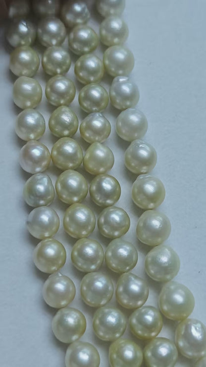 Light Gold Saltwater Baroque Pearl Strand | 9–11mm AA Grade