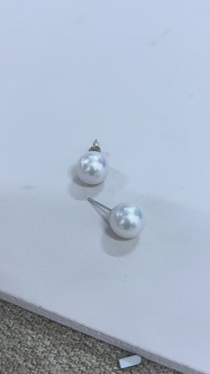 Stainless Steel - Freshwater Pearl Stud Earrings | 9–10mm AAAA Grade