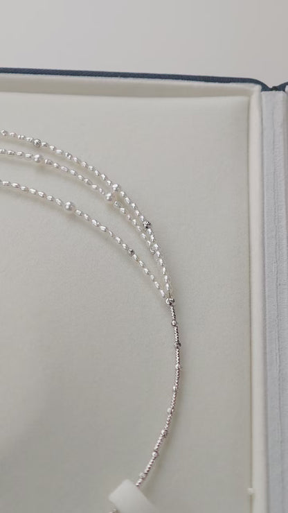 S925 Silver - White Freshwater Pearl Necklace | 2–4mm AAA Grade