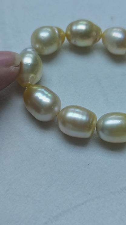 Light Gold & White Gradient Saltwater Pearl Strand | 9–12mm AA Grade
