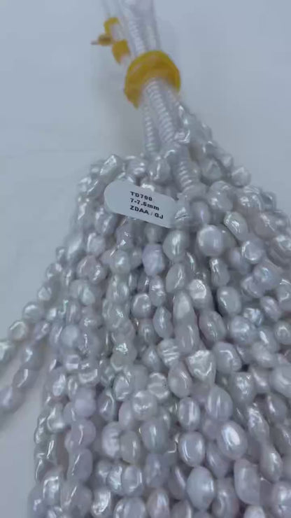 White Freshwater Keshi Pearl Strand | 7–7.5mm AA Grade