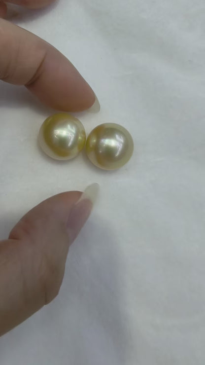 South Sea Golden Matched Pair| 15.3mm AAA Grade