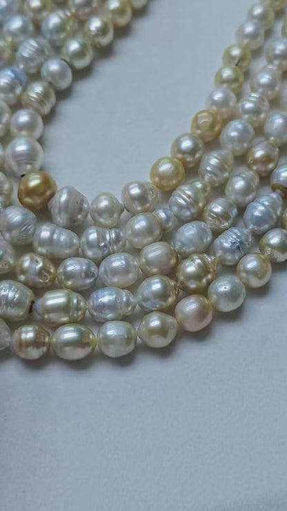 Gold & White Saltwater Cultured Pearl Strand | 10–14mm AA Grade