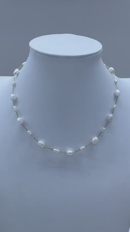 Titanium Steel - White Freshwater Pearl Necklace | 3–7mm AAA Grade