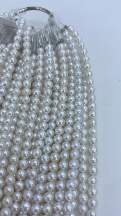 White Freshwater Rice Pearl Strand | 5–5.5mm AAA Grade