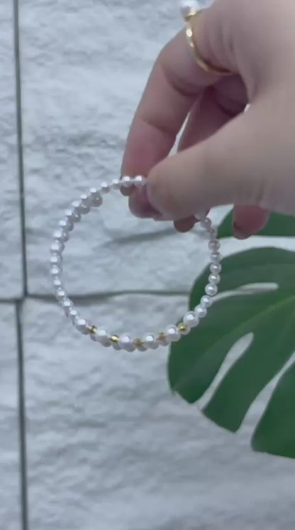 S925 Silver - Freshwater Pearl Double-Loop Bracelet | 4–5mm AAAA Grade