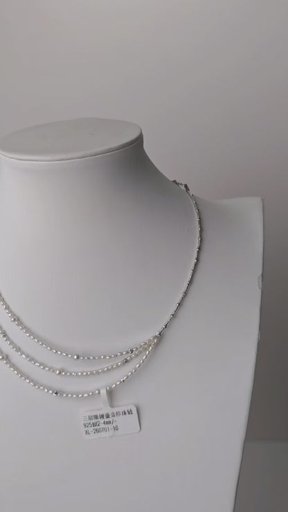 S925 Silver - White Freshwater Pearl Necklace | 2–4mm AAA Grade
