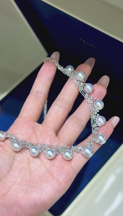 18K White Gold - Akoya Pearl Necklace | 8.5–9mm AAAA Grade