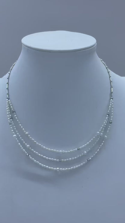 S925 Silver - White Freshwater Pearl Necklace | 2–4mm AAA Grade