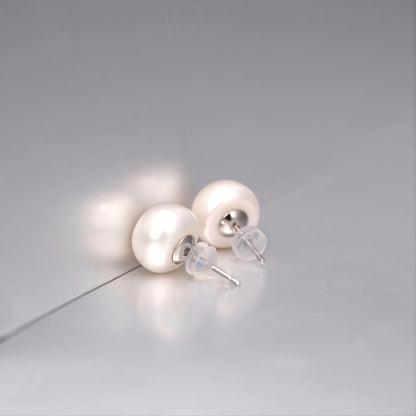 S925 Silver - Classic Bun Freshwater Pearl Stud Earrings